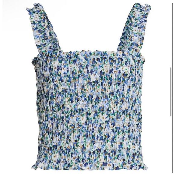 NWT Veronica Beard Averie Smocked Tank Top (Cobalt Blue) - Picture 7 of 9